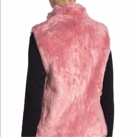 J Crew Pink Faux Fur Guava Pink Berry Vest HD514  Full Zipper Pockets SMALL - Picture 2 of 12